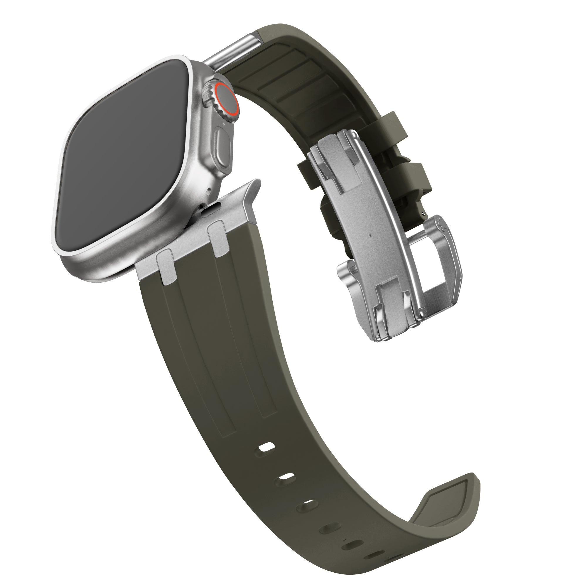 Bandz Apple Watch Ultra Silicone Strap 'Luxe Liquid' (Brown with Silver)