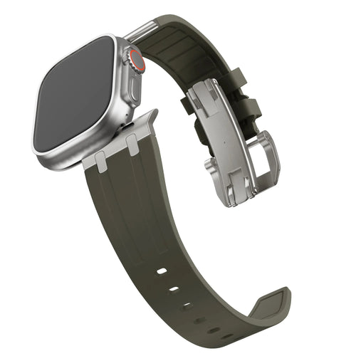 Bandz Apple Watch Silicone Strap 'Luxe Liquid' (Brown With Titanium)
