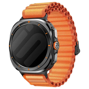 Outdoor Nylon Strap, orange, on a watch, 3/4 front view