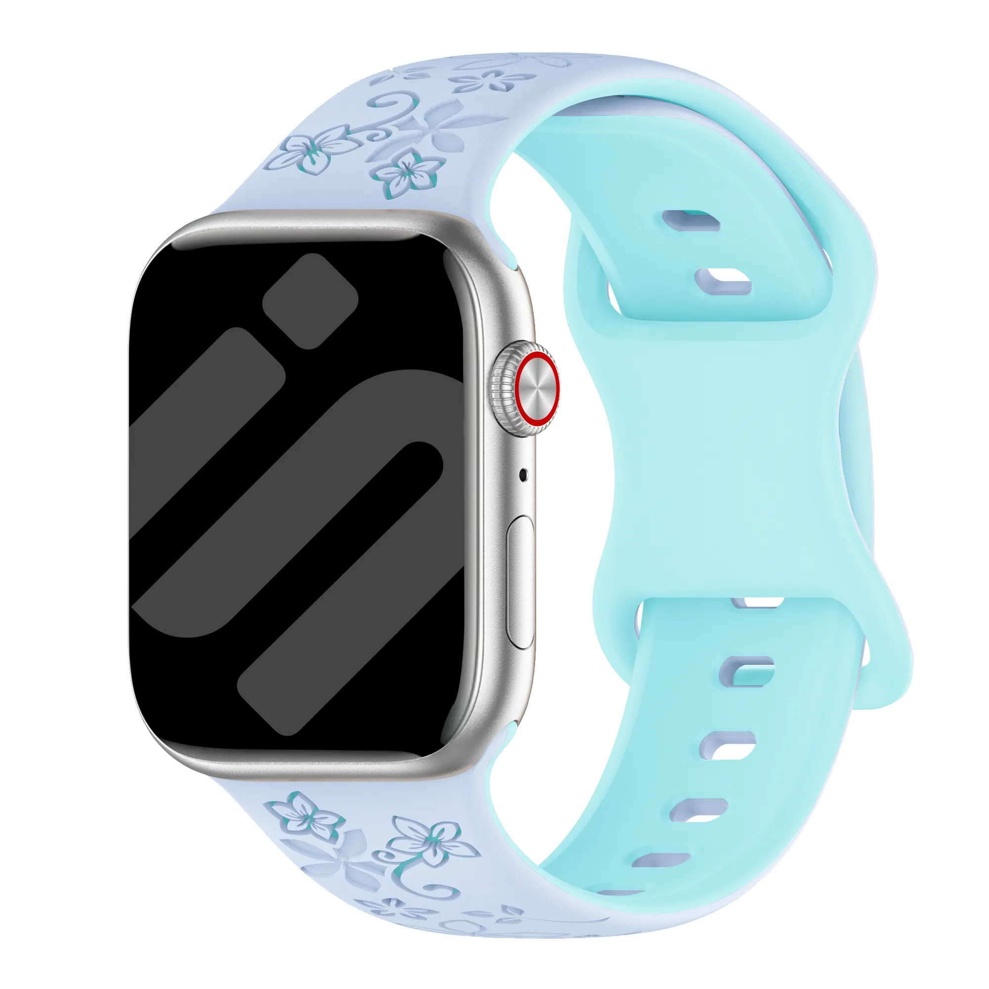Apple Watch Flower Silicone Strap (Light Blue/Ice Blue)