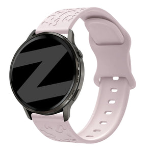 Silicone Strap 'Leopard', pink, on a watch, 3/4 front view