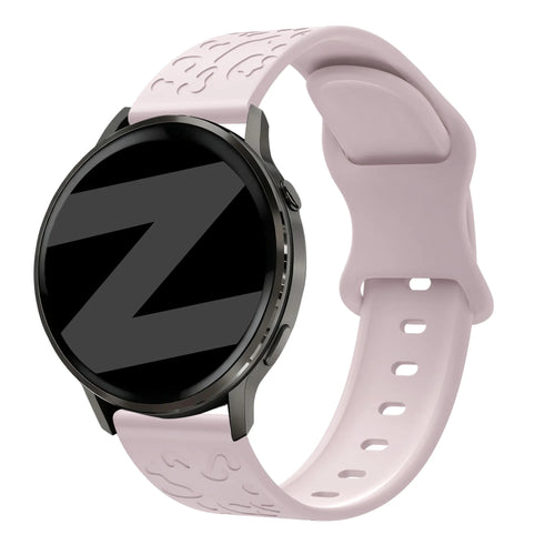 Silicone Strap 'Leopard', pink, on a watch, 3/4 front view