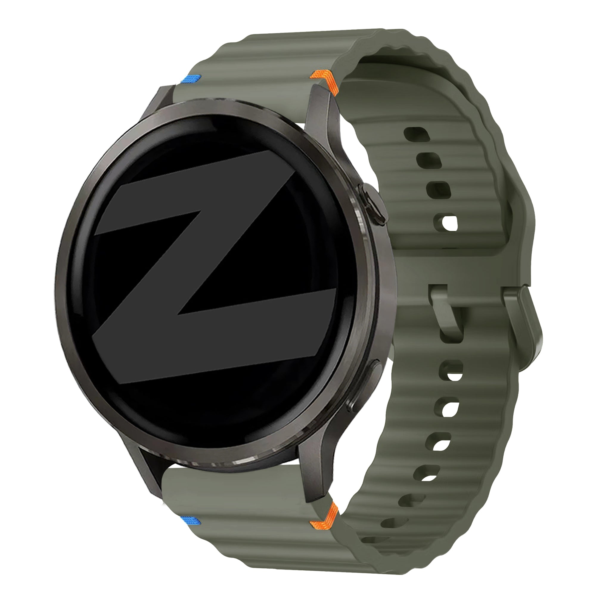 Bandz Garmin Forerunner 255s Silicone Strap 'Wave' (Army Green)