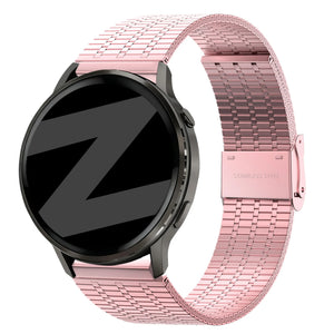 Adjustable Steel Strap, pink, on a watch, 3/4 front view