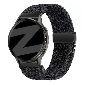 Nylon Braided Strap 'Parachute', graphite, on a watch, 3/4 front view