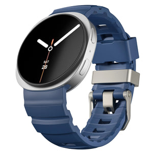 Silicone Strap Extreme, dark blue, on a watch, 3/4 front view