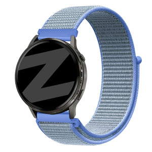 Nylon Loop Strap, light blue, on a watch, 3/4 front view