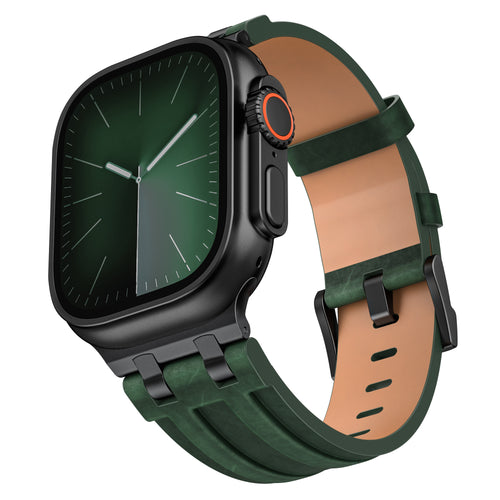 Apple Watch Ultra Solid Leather Strap (Dark Green)