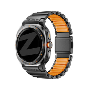 Bandz Samsung Galaxy Watch Ultra Titanium Strap 'Hybrid' (Black/Orange)
