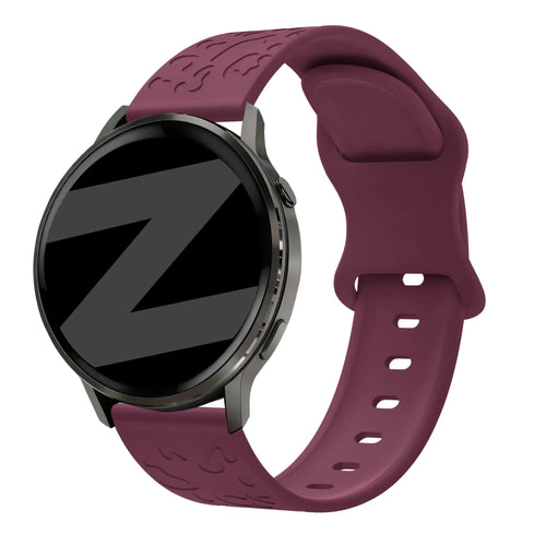 Silicone Strap 'Leopard', wine red, on a watch, 3/4 front view