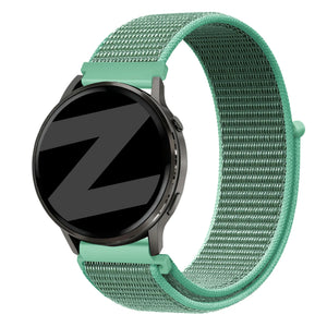 Nylon Loop Strap, mint, on a watch, 3/4 front view