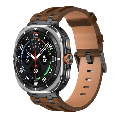 Samsung Galaxy Watch Ultra 2 Solid Leather Strap (Dark Brown)