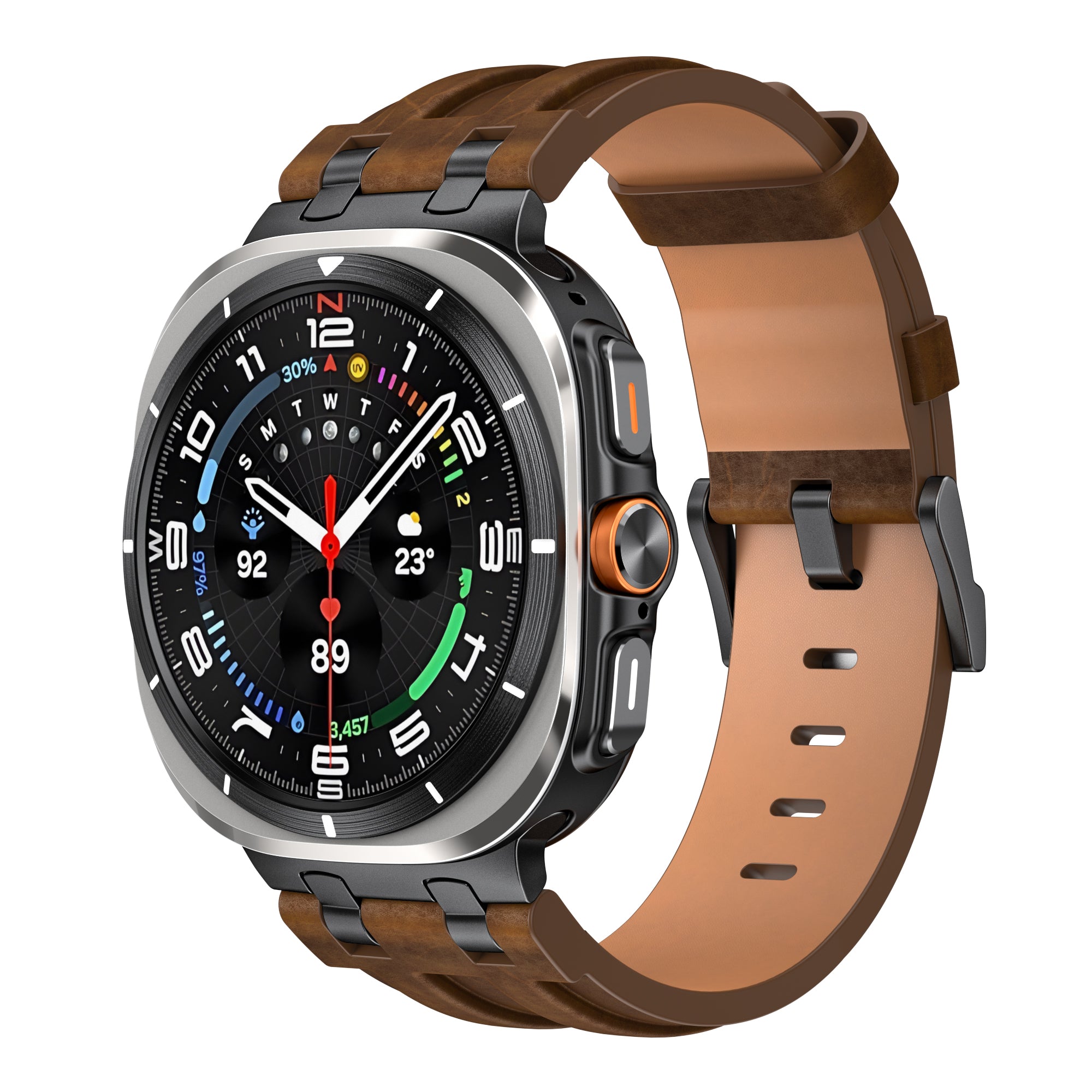 Samsung Galaxy Watch Ultra 2 Solid Leather Strap (Dark Brown)