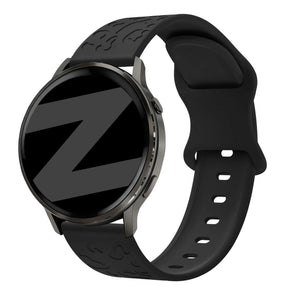 Silicone Strap 'Leopard', black, on a watch, 3/4 front view