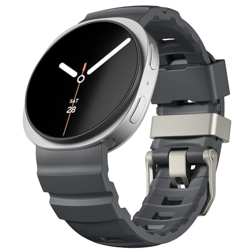 Silicone Strap Extreme, black, on a watch, 3/4 front view
