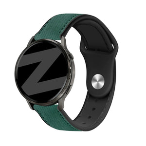Leather Strap 'Hybrid', green, on a watch, 3/4 front view