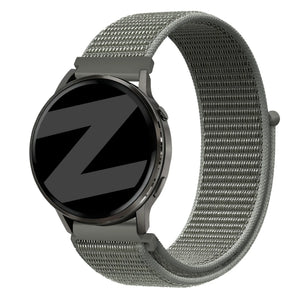Nylon Loop Strap, grey-green, on a watch, 3/4 front view