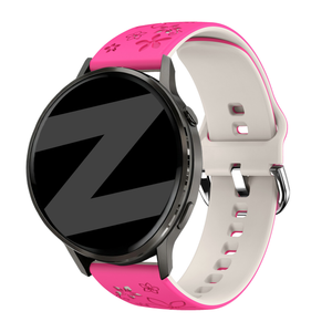 Bandz Garmin Forerunner 265s Silicone Strap 'Flowers' (Bright Pink/Starlight)