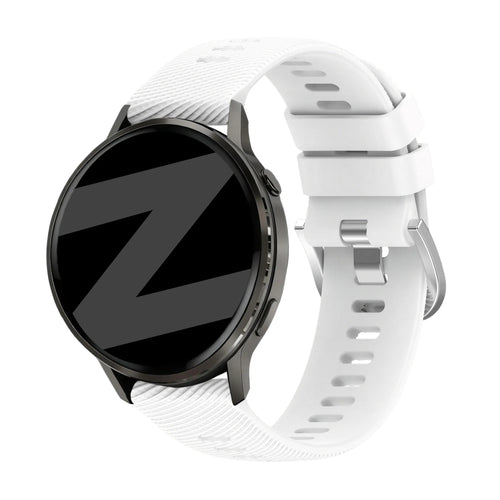 Silicone Strap 'Deluxe', white, on a watch, 3/4 front view