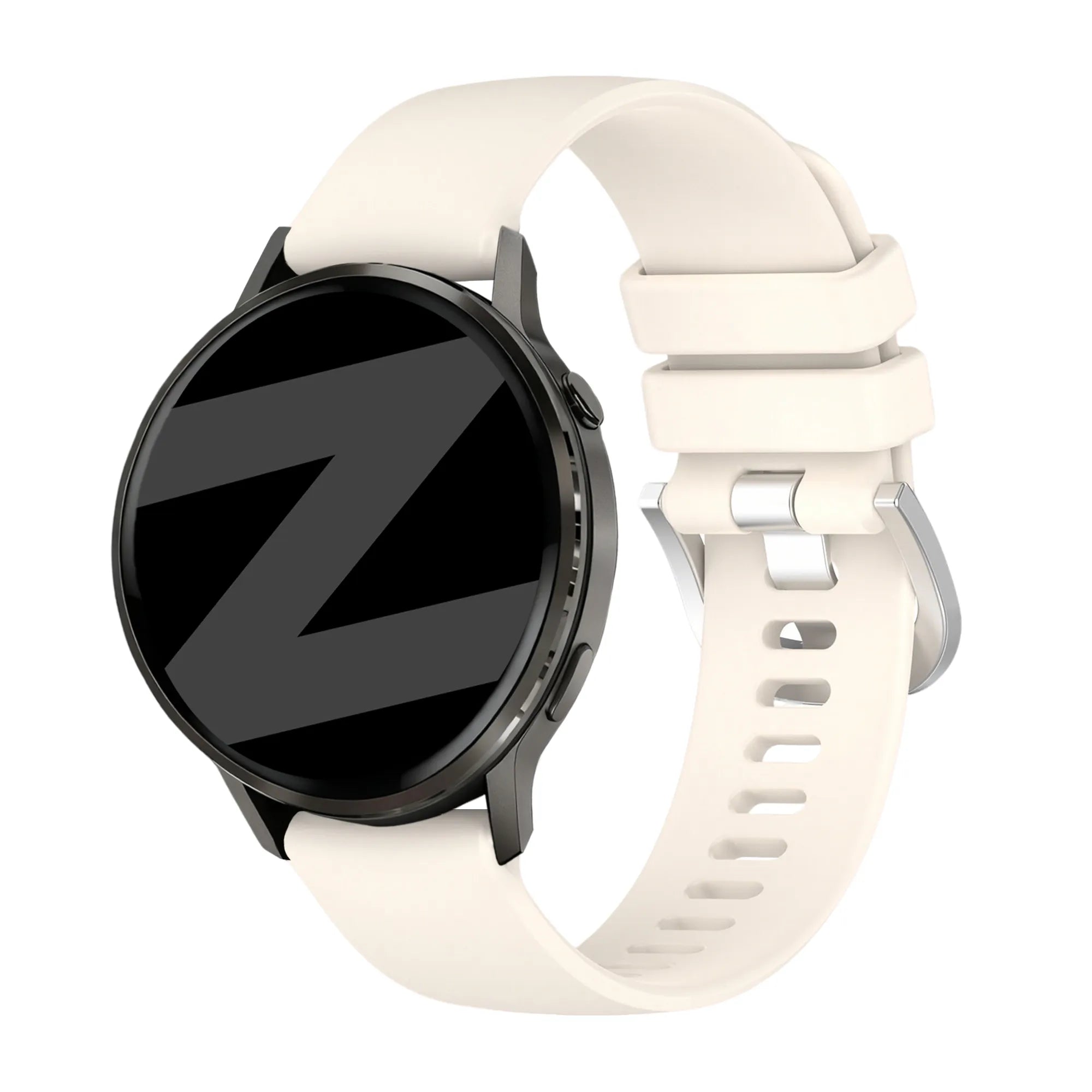 Silicone Strap 'Classic', starlight, on a watch, 3/4 front view