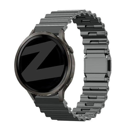 Bandz Oppo Watch S Premium Steel Strap 'Ocean' (Titanium Grey)