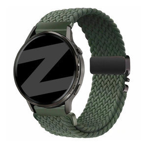 Nylon Braided Strap 'Parachute', green, on a watch, 3/4 front view