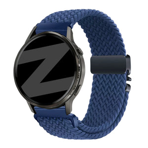 Nylon Braided Strap 'Parachute', blue, on a watch, 3/4 front view
