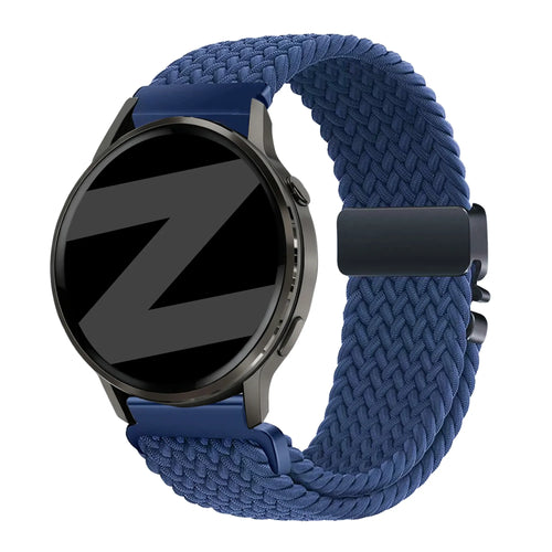 Nylon Braided Strap 'Parachute', blue, on a watch, 3/4 front view