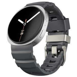 Silicone Strap Extreme, black, on a watch, 3/4 front view