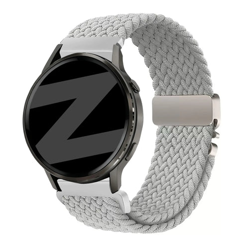 Nylon Braided Strap 'Parachute', light grey, on a watch, 3/4 front view