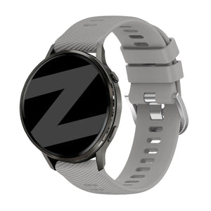 Silicone Strap 'Deluxe', grey, on a watch, 3/4 front view