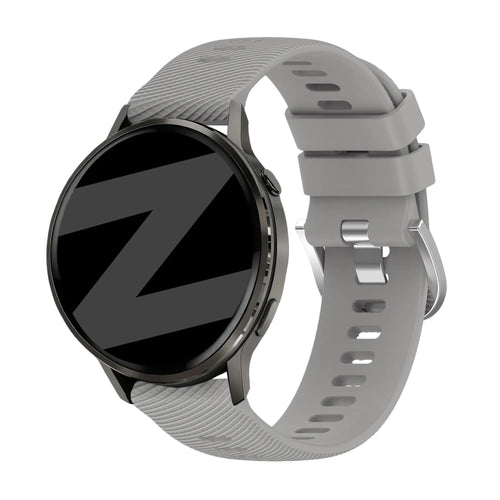 Silicone Strap 'Deluxe', grey, on a watch, 3/4 front view