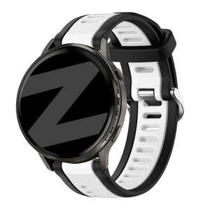 Bandz Garmin Forerunner 570 - 42mm Dual Buckled Sport Strap (Black/White)