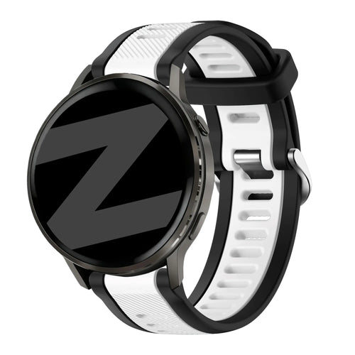 Bandz Garmin Forerunner 570 - 42mm Dual Buckled Sport Strap (Black/White)