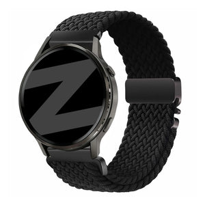Nylon Braided Strap 'Parachute', black, on a watch, 3/4 front view