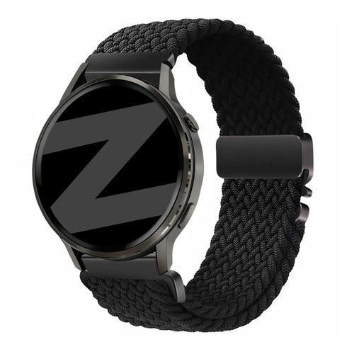 Nylon Braided Strap 'Parachute', black, on a watch, 3/4 front view