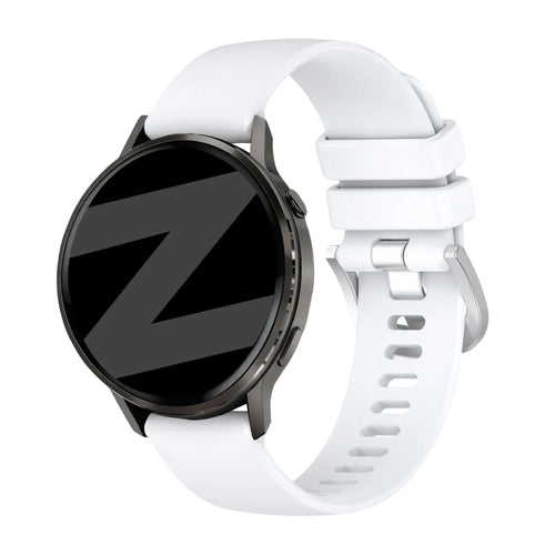 Silicone Strap 'Classic', white, on a watch, 3/4 front view