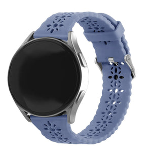 Patterned Silicone Strap, lavender grey, on a watch, 3/4 front view