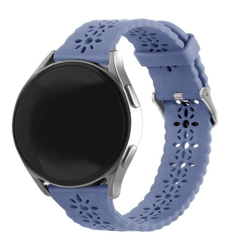 Patterned Silicone Strap, lavender grey, on a watch, 3/4 front view