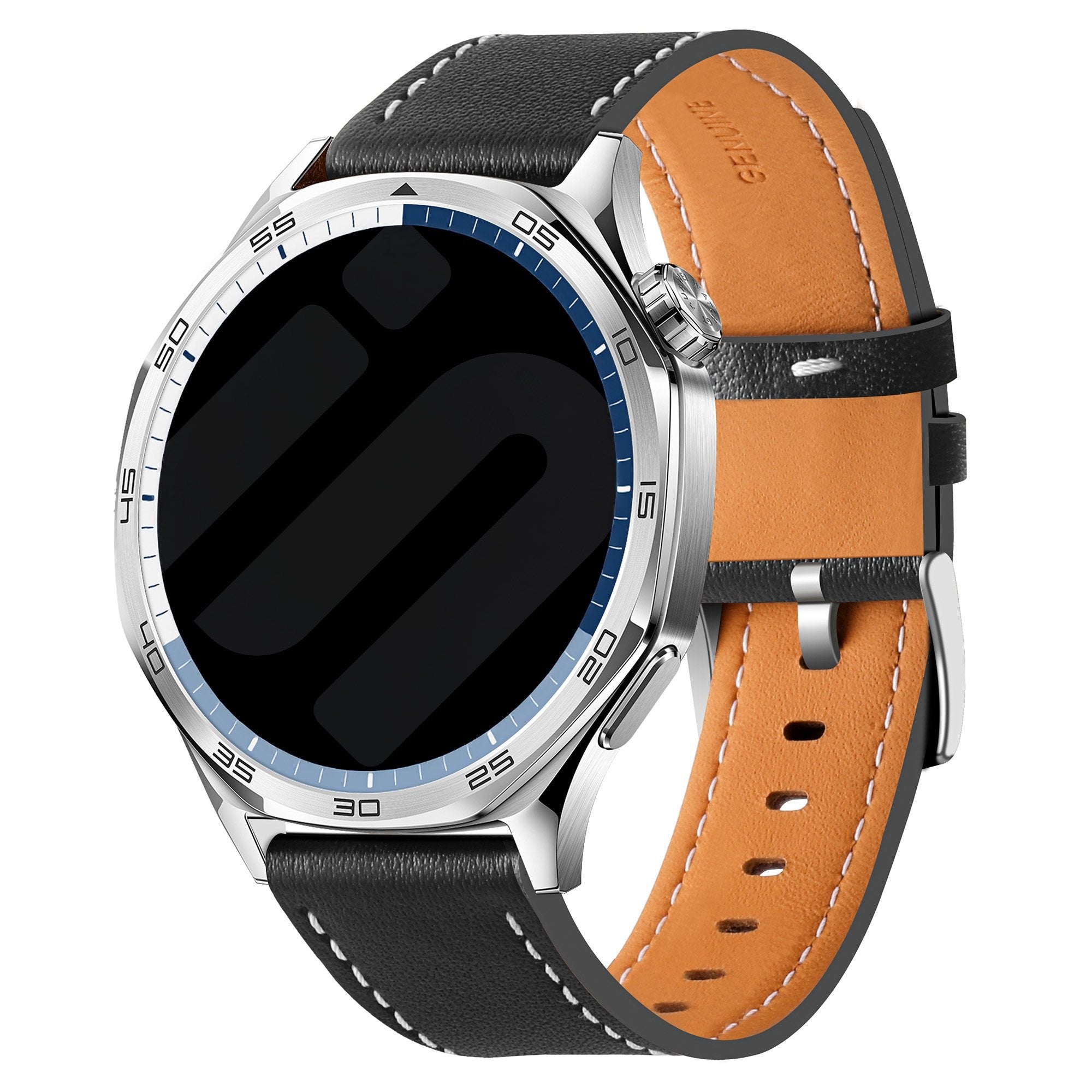 Huawei Watch GT 4 - 46mm 'One Push' Leather Strap (Black)