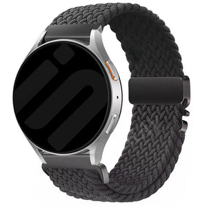 Nylon Braided Strap P-Buckle, grey, on a watch, 3/4 front view