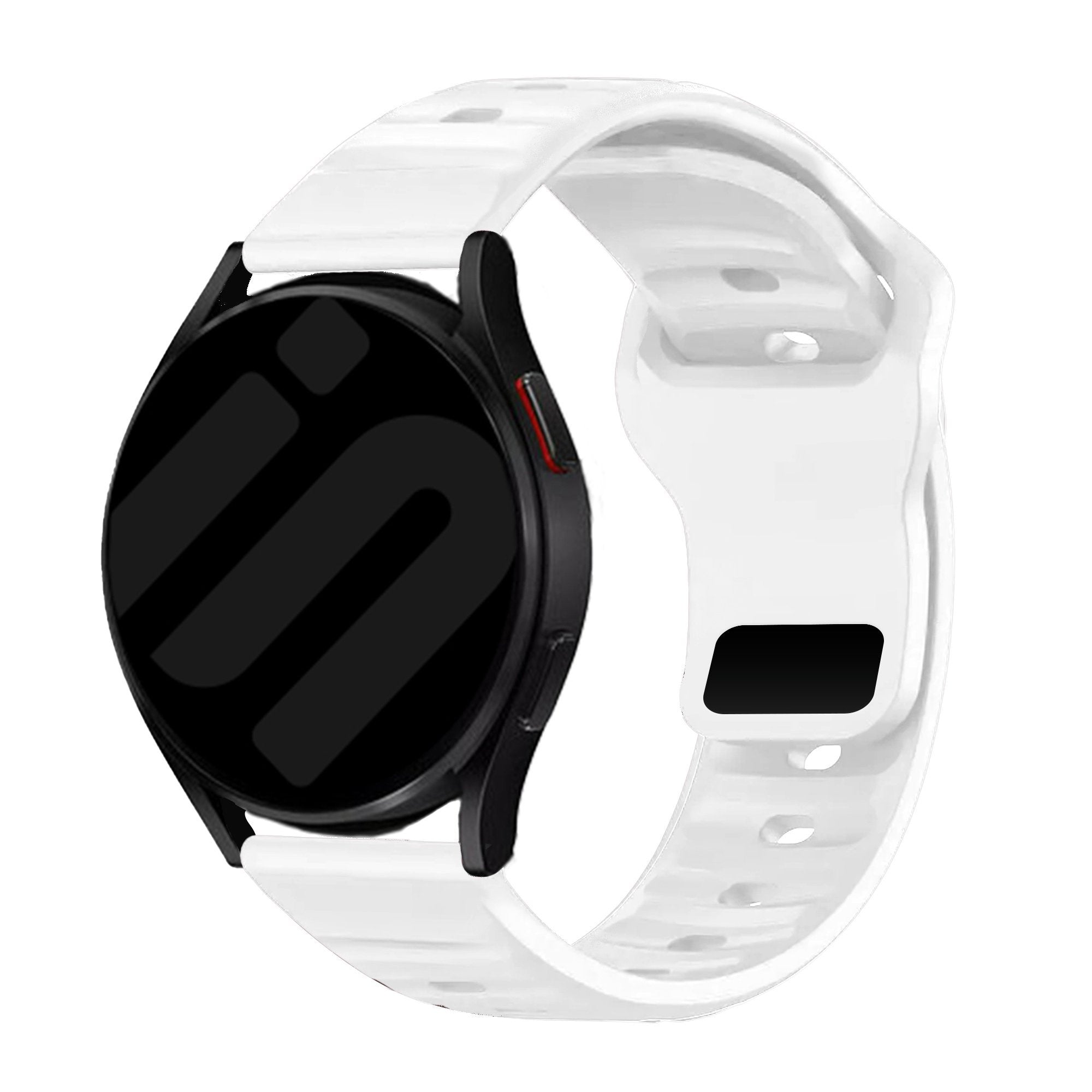 Outdoor Silicone Strap, white, on a watch, 3/4 front view
