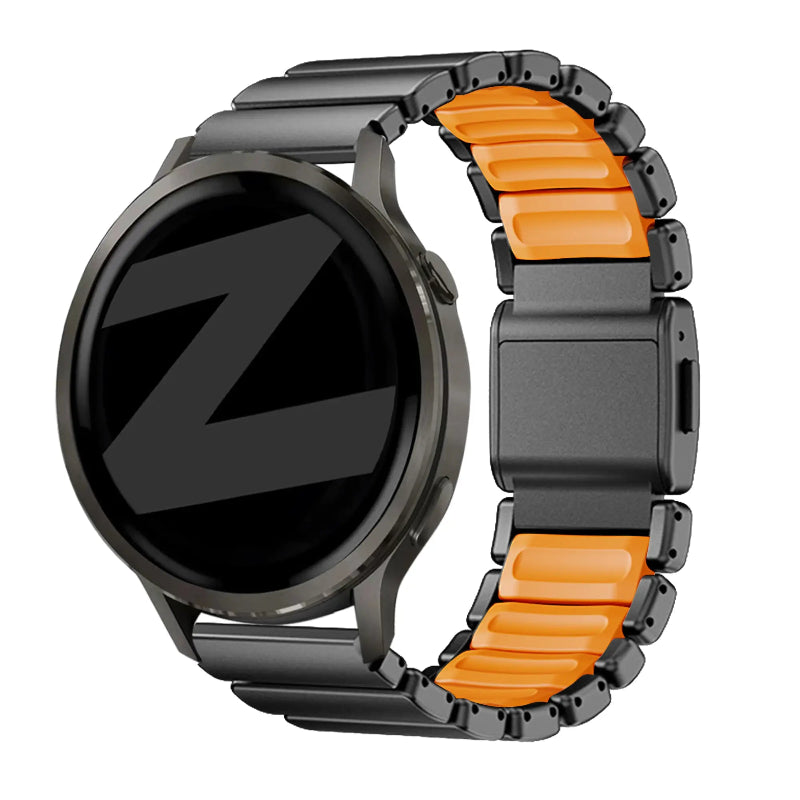 22mm titanium hybrid band black orange