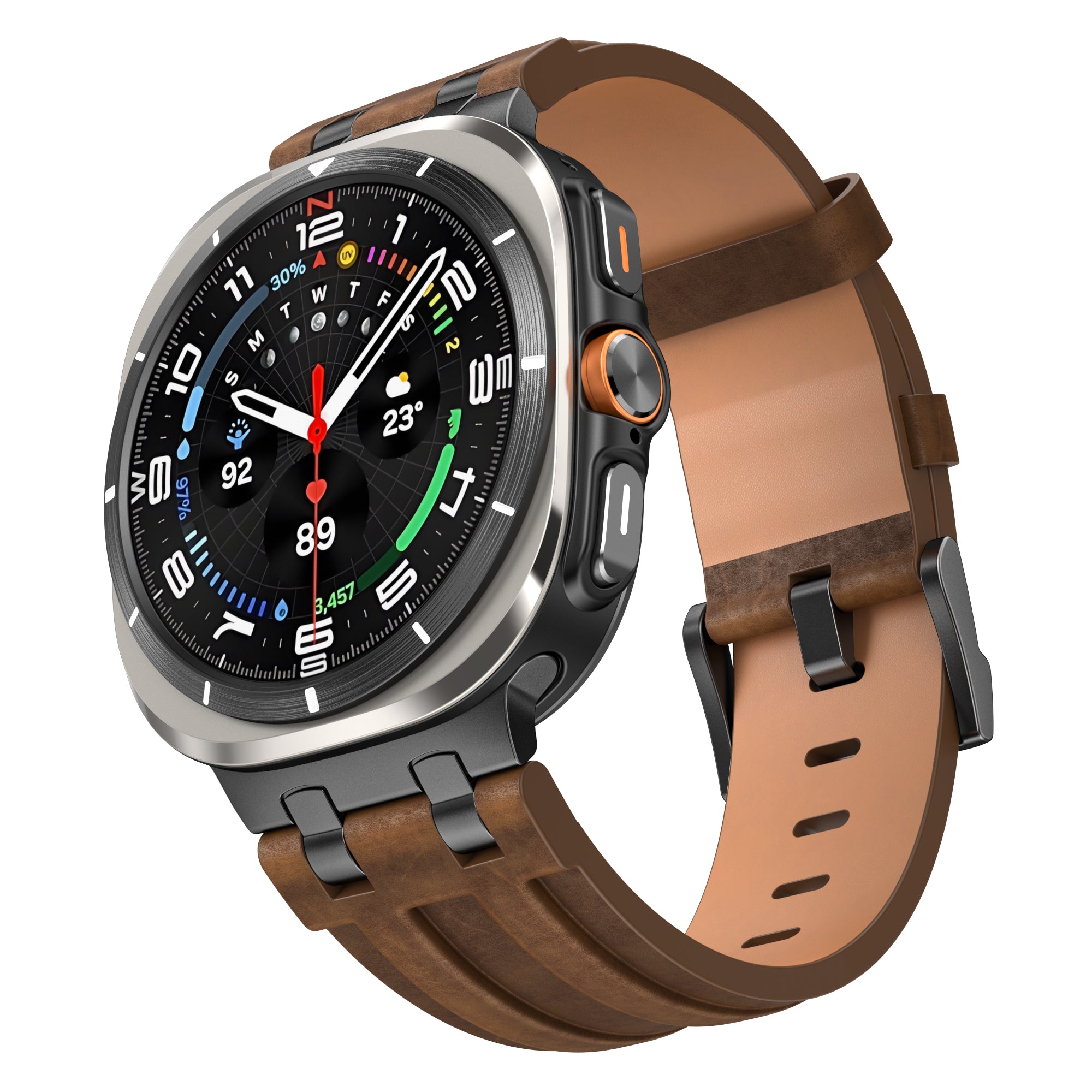 Samsung Galaxy Watch Ultra 2 Solid Leather Strap (Dark Brown)