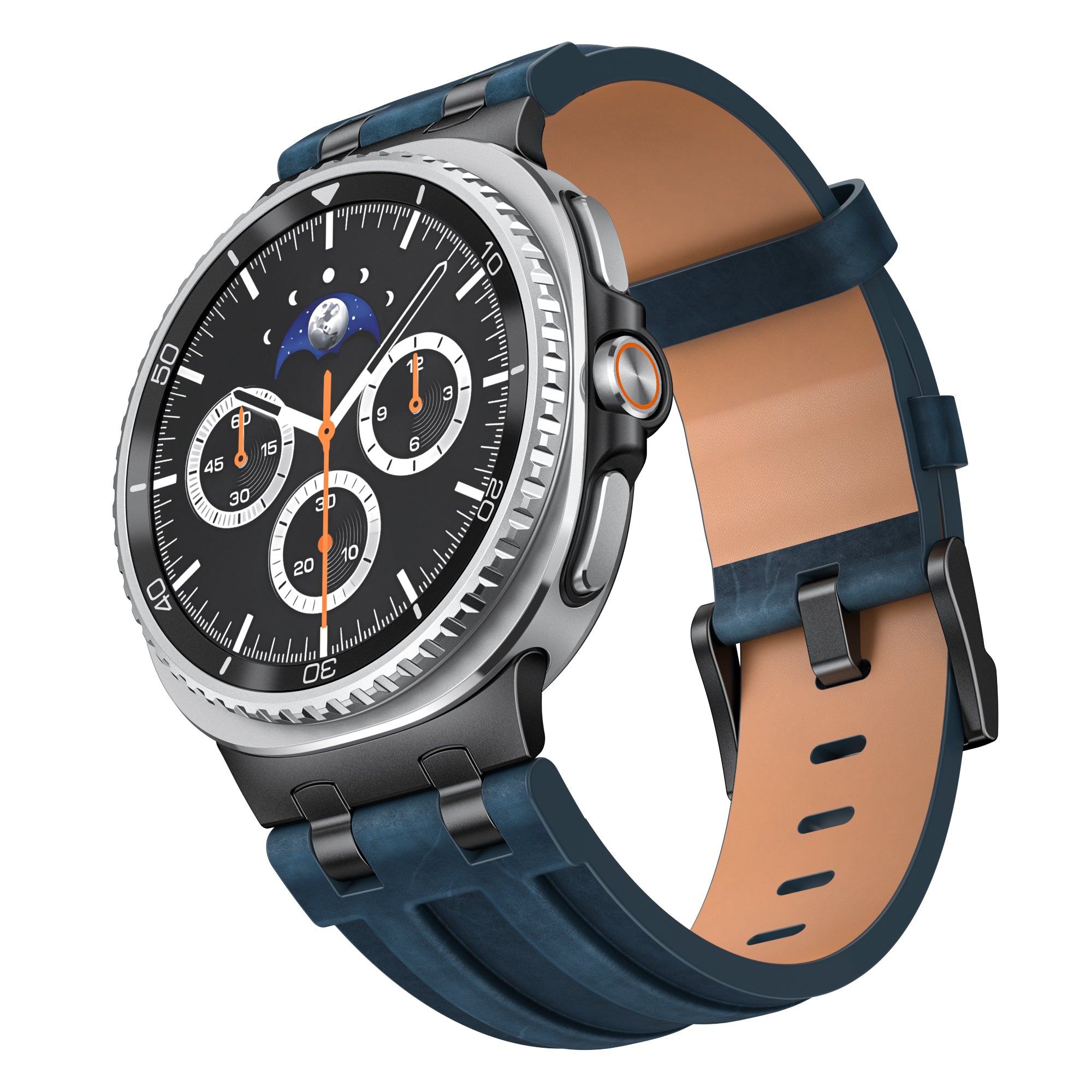 Samsung Galaxy Watch 9 - 44mm Solid Leather Strap (Dark Blue)