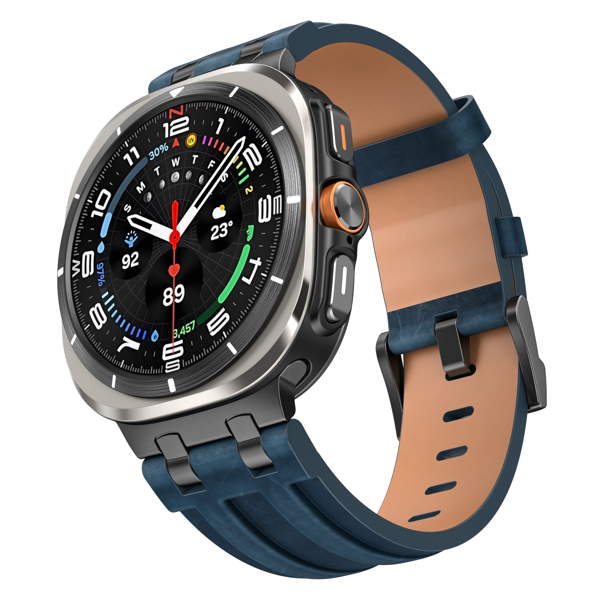 Samsung Galaxy Watch Ultra 2 Solid Leather Strap (Dark Blue)