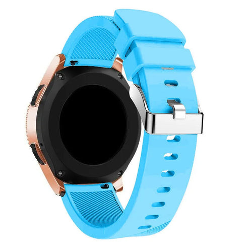 Twill Silicone Strap, light blue, on a watch, 3/4 front view