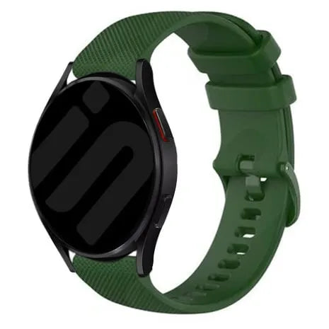 Premium Silicone Strap, army green, on a watch, 3/4 front view