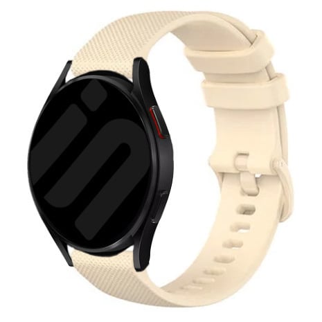 Premium Silicone Strap, beige, on a watch, 3/4 front view