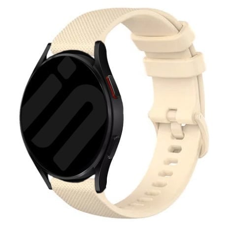 Premium Silicone Strap, beige, on a watch, 3/4 front view